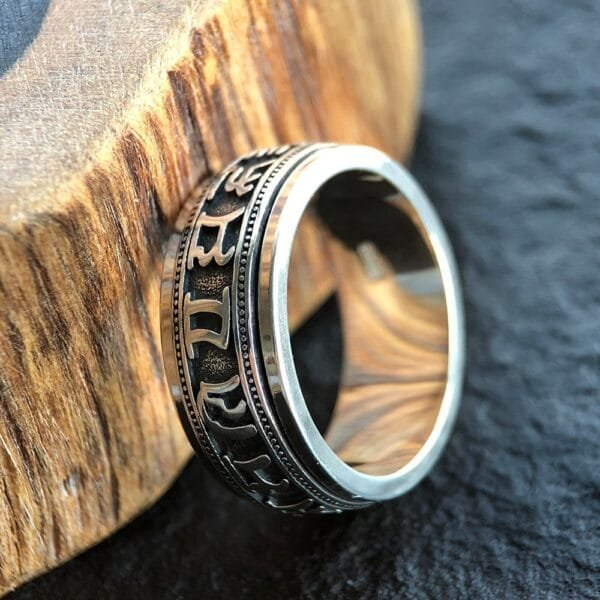 Men's Sterling Silver Six True Words Mantra Spinner Ring - Image 3