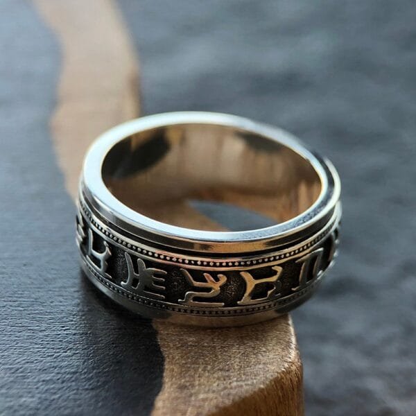 Men's Sterling Silver Six True Words Mantra Spinner Ring - Image 4