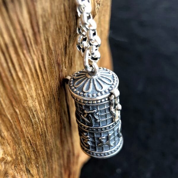 Men's Sterling Silver Six Word Proverbs Cylinder Necklace - Image 3