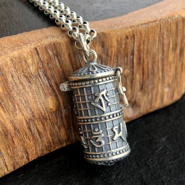 Men's Sterling Silver Six Word Proverbs Cylinder Necklace - Image 4