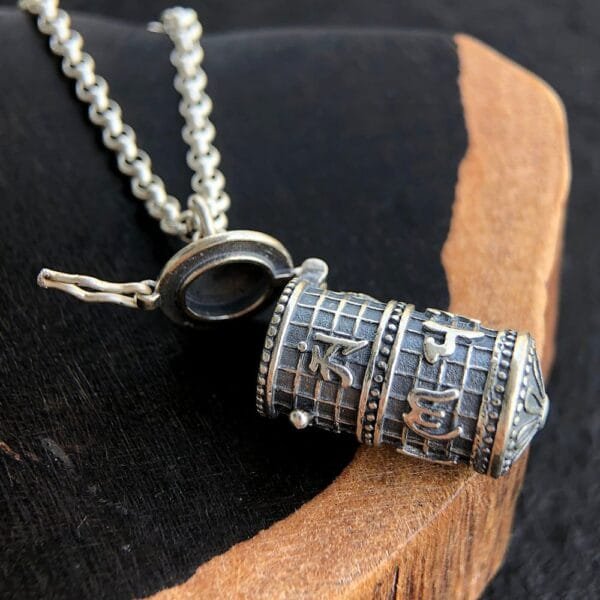 Men's Sterling Silver Six Word Proverbs Cylinder Necklace - Image 5