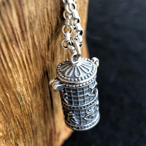 Men's Sterling Silver Six Word Proverbs Cylinder Necklace - Image 6