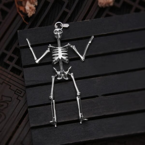 Sterling Silver Skeleton Pendant Necklace - Image 3