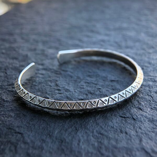 Sterling Silver Triangle Pattern Cuff Bracelet - Image 2