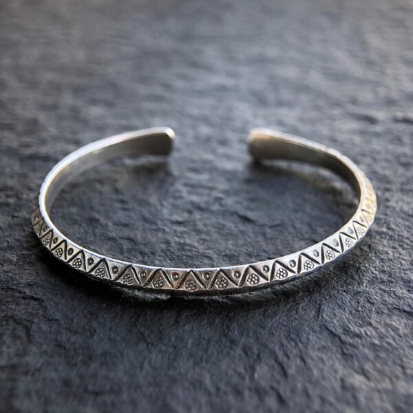 Sterling Silver Triangle Pattern Cuff Bracelet - Image 3