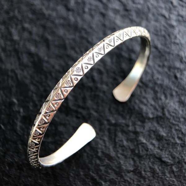 Sterling Silver Triangle Pattern Cuff Bracelet - Image 4