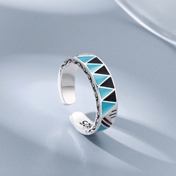 Sterling Silver Triangle Pattern Pinky Ring - Image 2