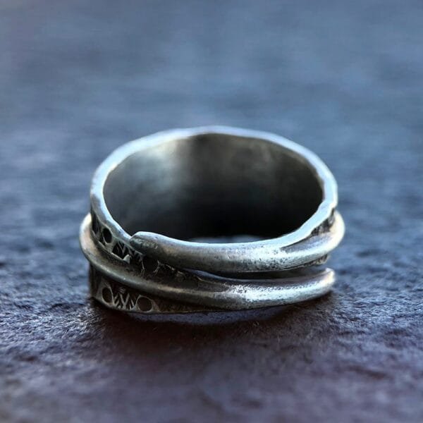 Sterling Silver Triangle Pattern Wrap Ring - Image 3