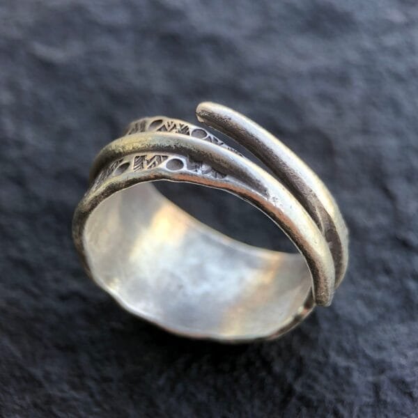 Sterling Silver Triangle Pattern Wrap Ring - Image 6