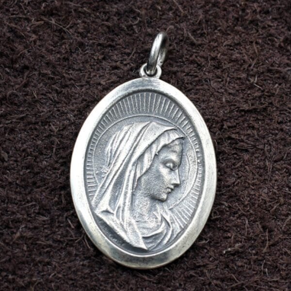 Sterling Silver Virgin Mary Tag Necklace - Image 2