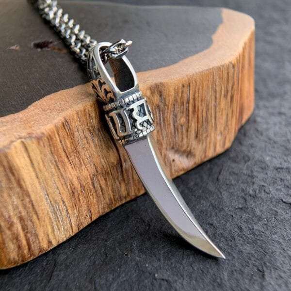 Men's Sterling Silver Wolf Tooth Pendant Necklace - Image 2