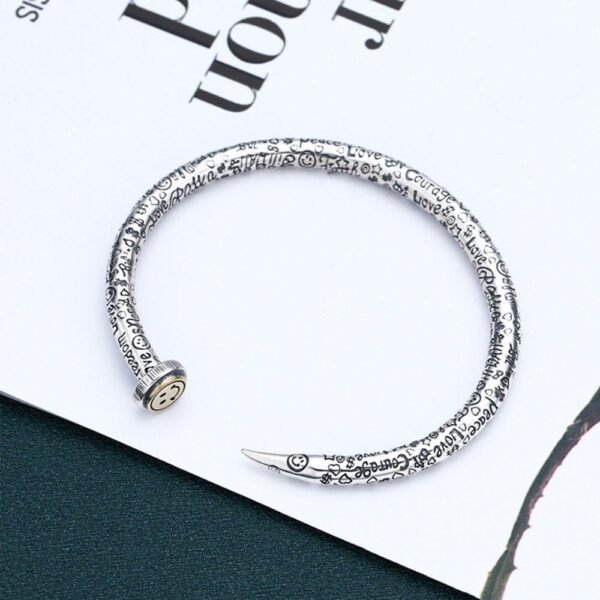Sterling Silver Doodles Nail Cuff Bracelet - Image 2