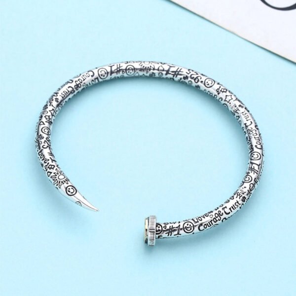 Sterling Silver Doodles Nail Cuff Bracelet - Image 3