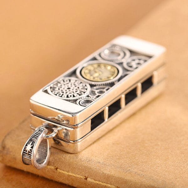 Sterling Silver Harmonica Pendant Necklace - Image 4