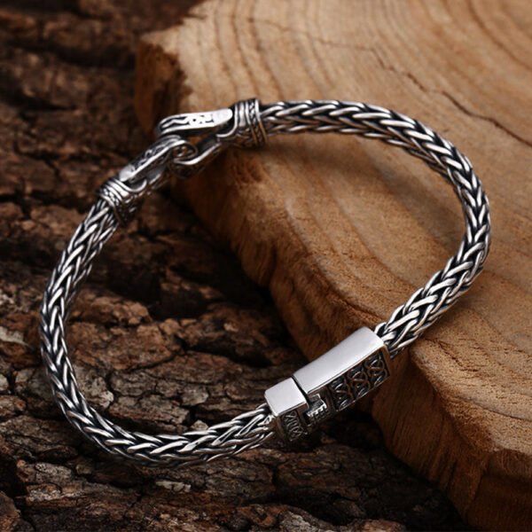 Sterling Silver Horseshoe Knot Braided Bracelet for Men - Image 4