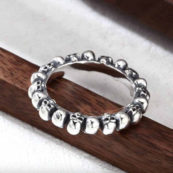 Sterling Silver Slim Skulls Ring for Men - Image 2