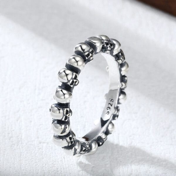 Sterling Silver Slim Skulls Ring for Men - Image 3