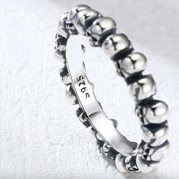 Sterling Silver Slim Skulls Ring for Men - Image 4