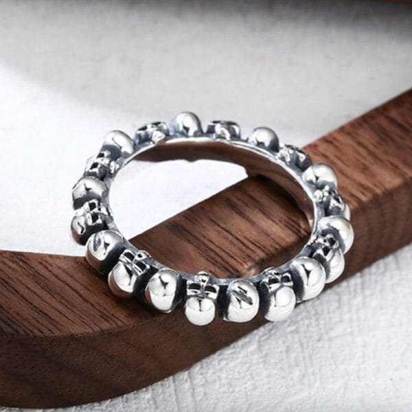 Sterling Silver Slim Skulls Ring for Men - Image 5
