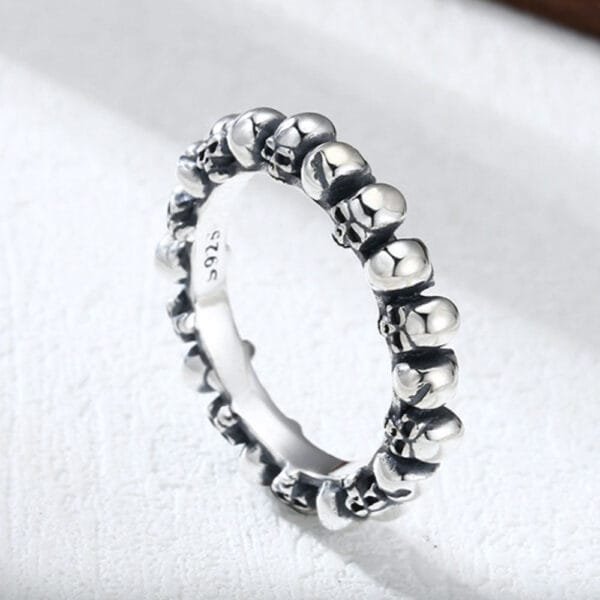 Sterling Silver Slim Skulls Ring for Men - Image 6