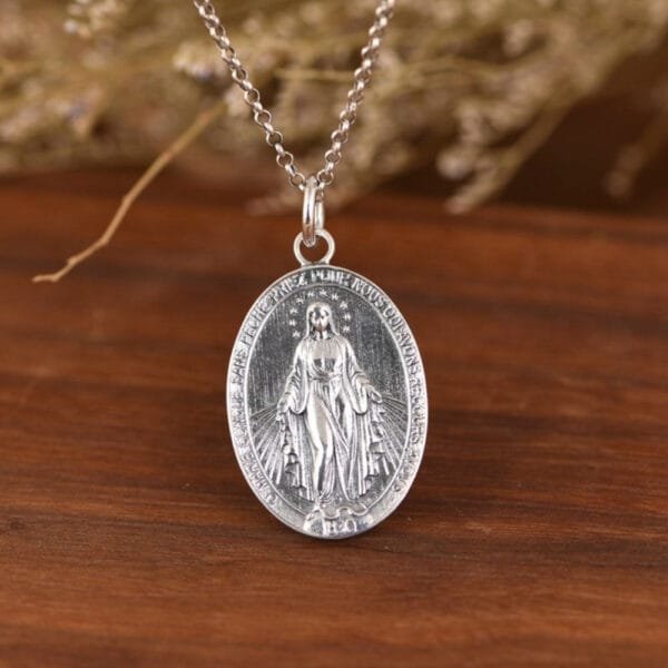 Sterling Silver Virgin Mary Tag Necklace - Image 4