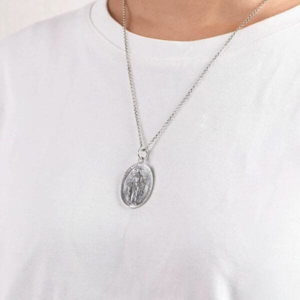 Sterling Silver Virgin Mary Tag Necklace - Image 7