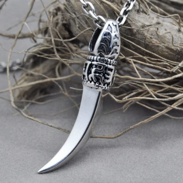 Men's Sterling Silver Wolf Tooth Pendant Necklace