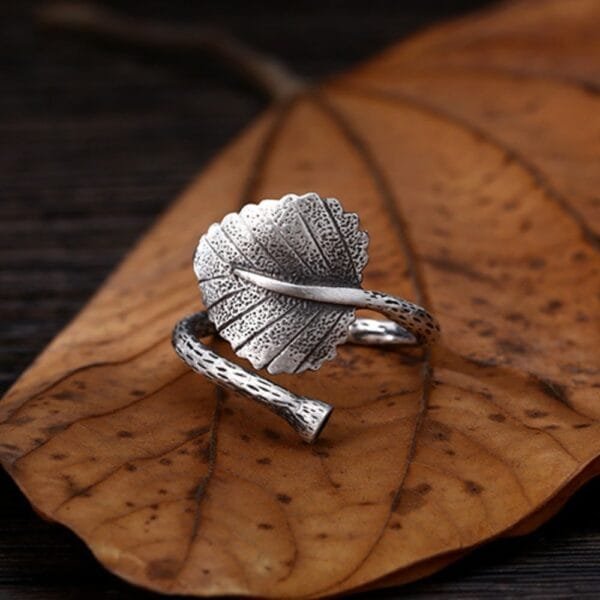 Women's Fine Silver Leaf Wrap Ring - Image 2