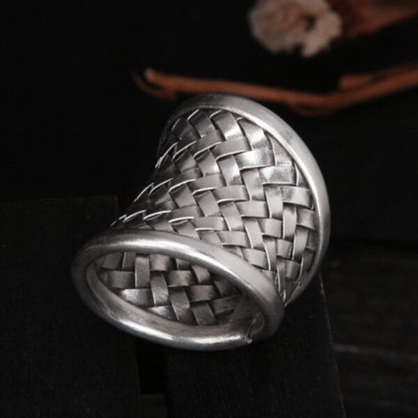 Women's Hill Tribe Silver Wide Braided Ring - Image 2